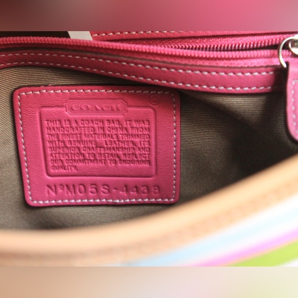 COACH HAMPTON STRIPE VACHETTA HAND BAG NEW WITH TAGS VINTAGE PINK - Picture 6 of 15